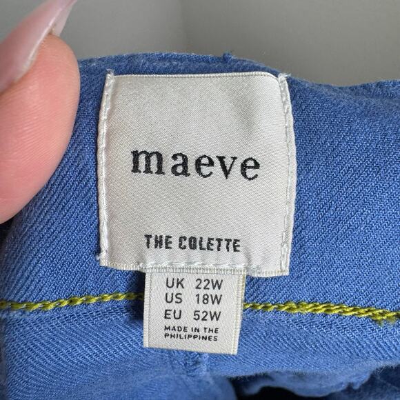 Maeve The Colette Blue Linen Blend Wide Leg Pants Women’s 18W Cropped - Picture 4 of 12